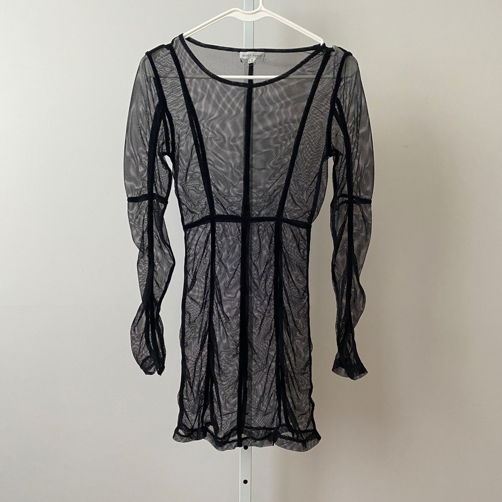 Honey Punch Witchy Goth Sheer Mesh Clubwear Bodycon Mini Dress Small Black